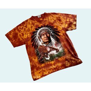 Vintage ROCK EAGLE Tie Dye Native American 90s 00s Y2K T Shirt Tee Size Large